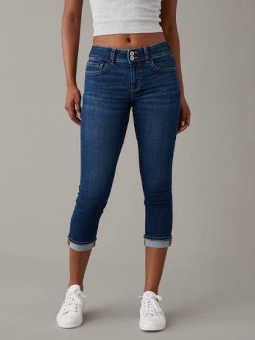 American Eagle Outfitters Dark Blue Artist Crop Jeans